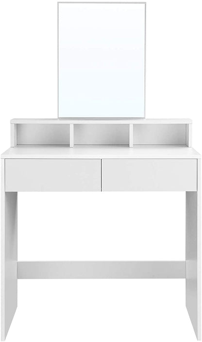 Nancy's Caccile Kaptafel - Comestica Tafel - Make-Up Tafel - Met Spiegel - Wit - 80 x 40 x 140 cm