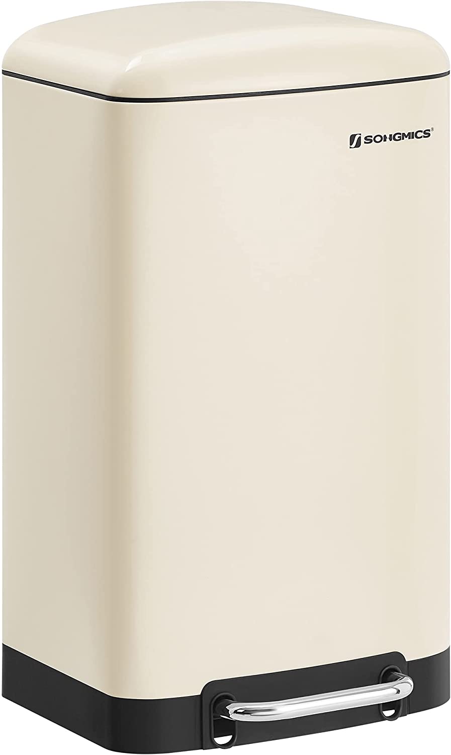 Poubelle Nancy's Chipman - Poubelle à pédale - 30L - Acier - Poubelle intérieure - Fermeture amortie - Hermétique - Blanc crème - 34 x 25 x 61,5 cm 