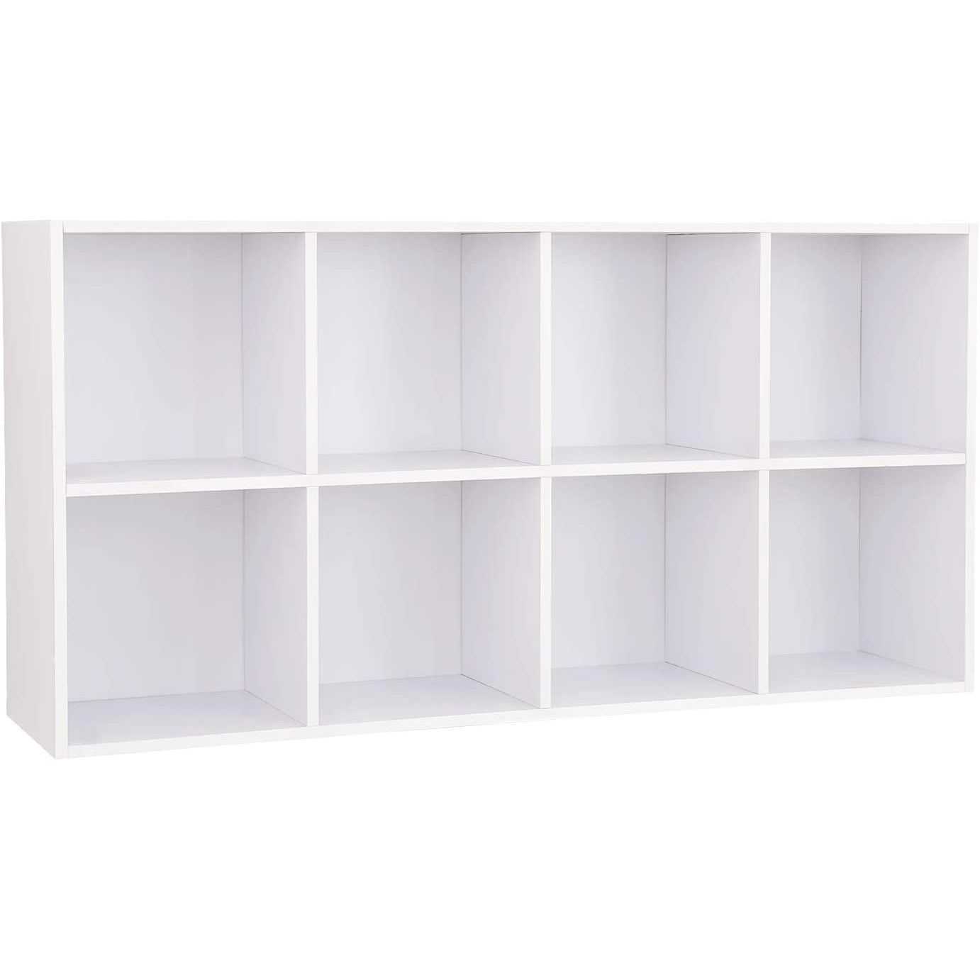 Nancy's Bookcase With 8 Compartments - Wooden Shelves - Freestanding Cabinet - Storage For Office Or Home - White