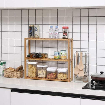Nancy's Badkamer Rekken Met 3 Planken -Badkamerrek Van Bamboe – Verstelbaar – Natuurlijke Kleur