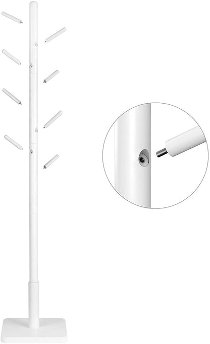 Nancy's Caxton Staande Kapstok - Kledingrek - Garderobe - 8 Haken - Wit - Rubberhout