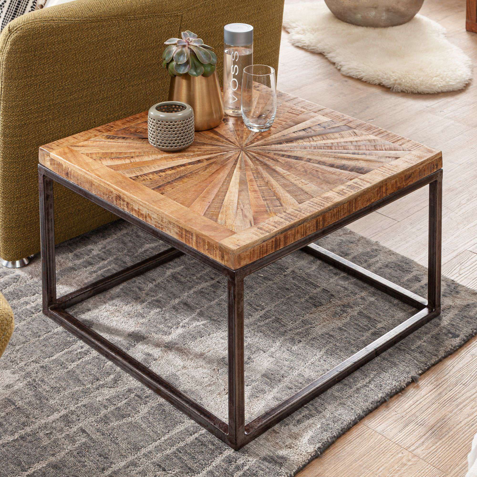 Nancy's Industrial Coffee Table - Mango Wood - Coffee Table - Side Table - Coffee Tables - 55 x 55 cm