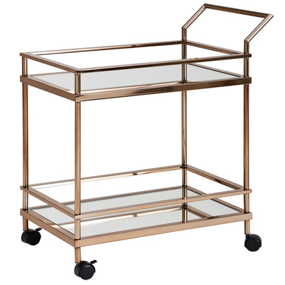 Nancy's Baker Serving trolley - Kitchen trolley - Side table - On wheels - Glass top - Dark Gold - Steel - 65.5 x 45 x 84 cm