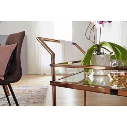 Nancy's Baker Serving trolley - Kitchen trolley - Side table - On wheels - Glass top - Dark Gold - Steel - 65.5 x 45 x 84 cm