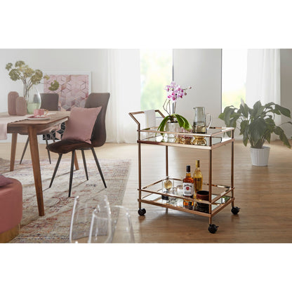 Nancy's Baker Serving trolley - Kitchen trolley - Side table - On wheels - Glass top - Dark Gold - Steel - 65.5 x 45 x 84 cm