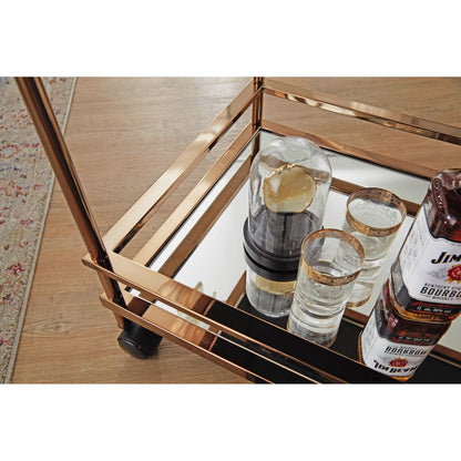 Nancy's Baker Serving trolley - Kitchen trolley - Side table - On wheels - Glass top - Dark Gold - Steel - 65.5 x 45 x 84 cm