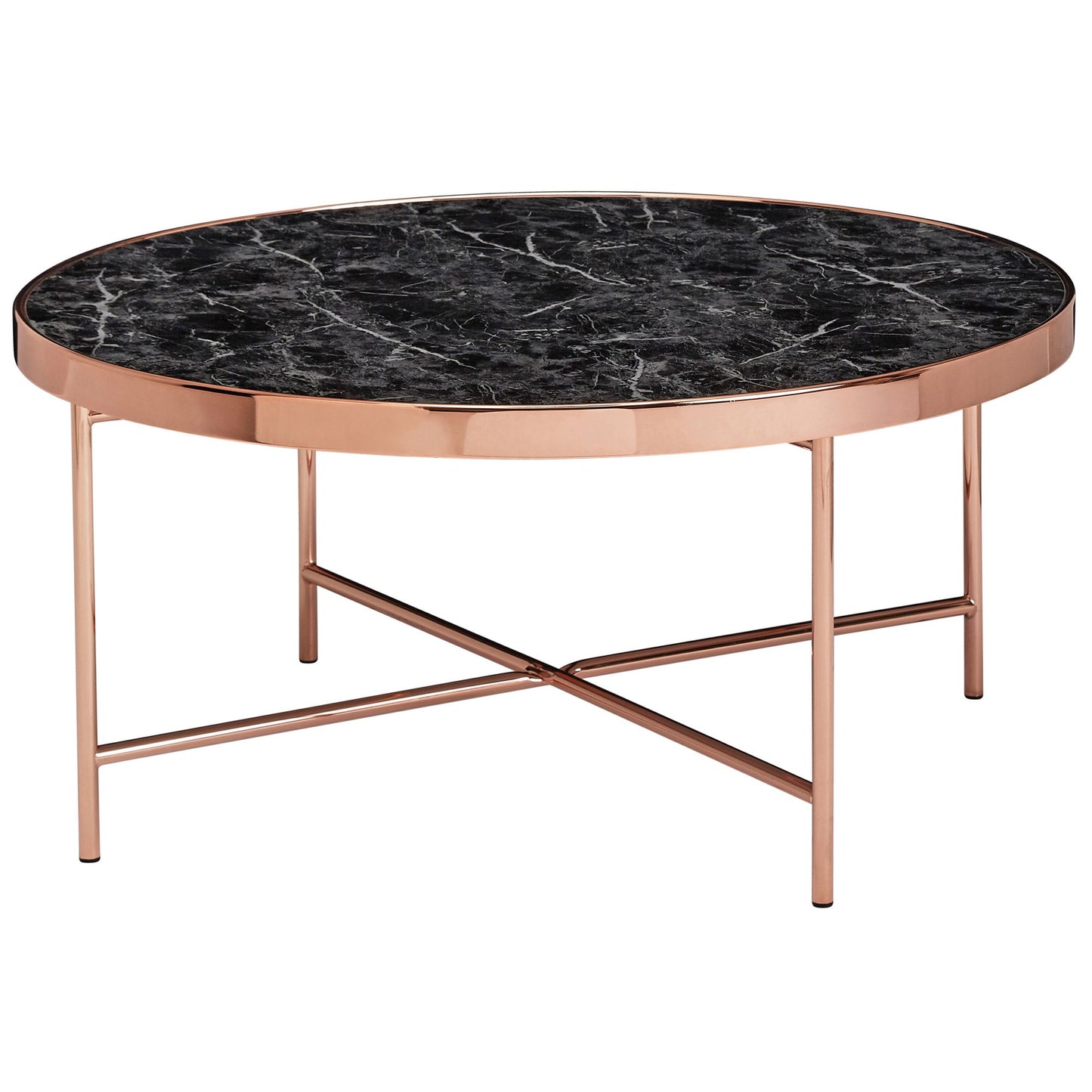 Table basse Akron de Nancy - Table d'appoint - Table basse ronde - Aspect marbre - Cuivre - Ø 82,5 cm