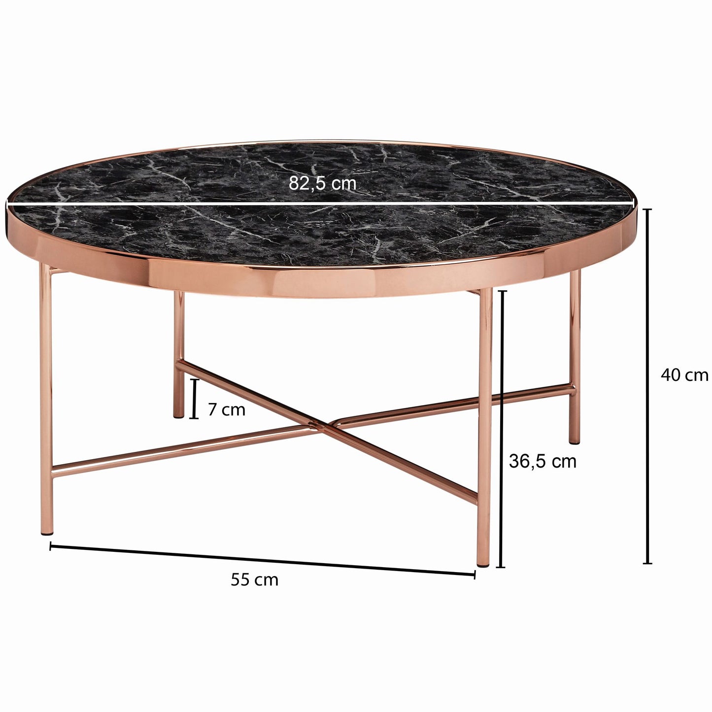 Table basse Akron de Nancy - Table d'appoint - Table basse ronde - Aspect marbre - Cuivre - Ø 82,5 cm