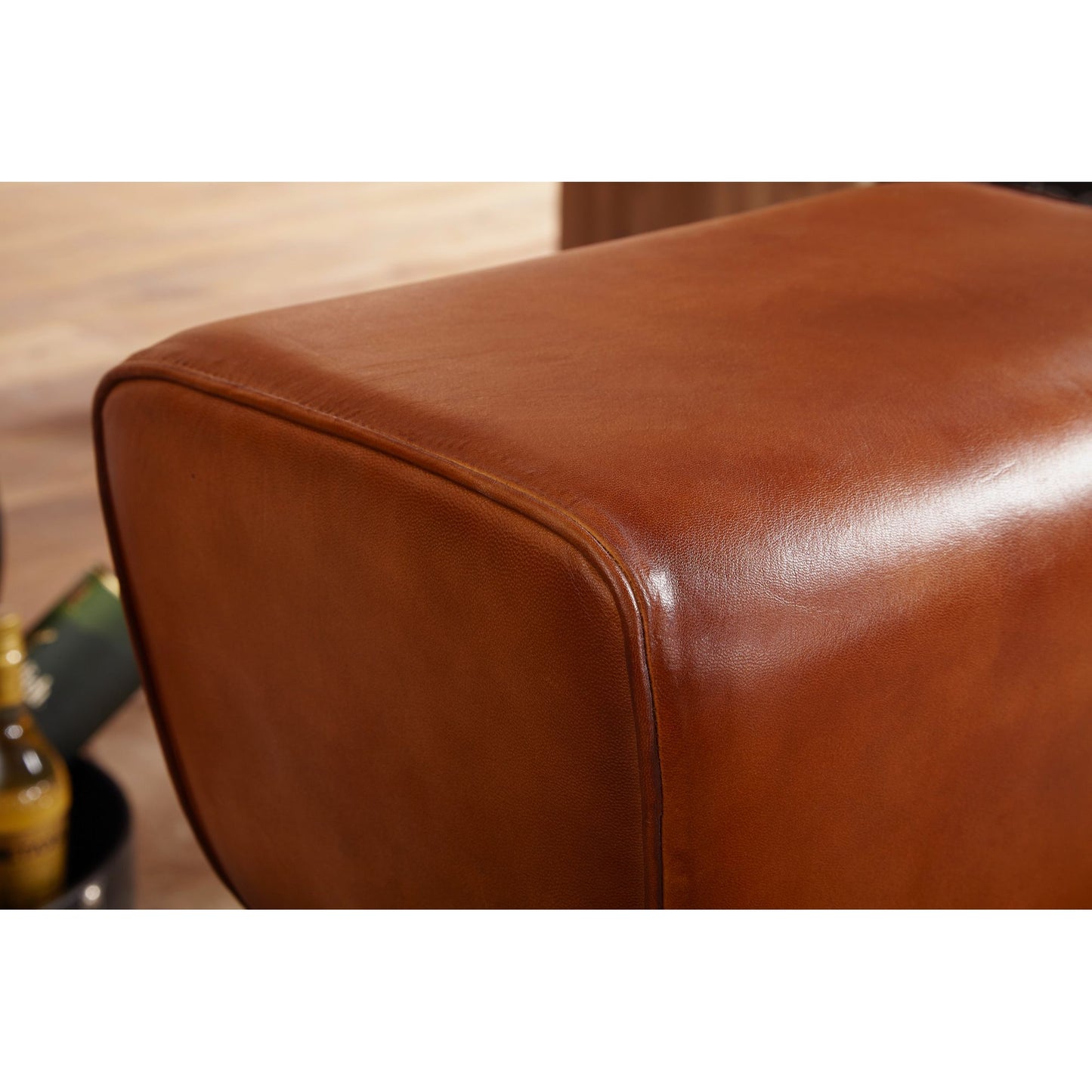 Nancy's Moody Bar Stool - Turnbok Model - Leather Bar Stool - Brown - Solid Wood - Mango Wood - 43 x 43 x 75 cm