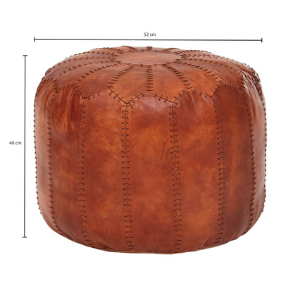Nancy's Pendleton Poef - Voetenbankje - Geitenleer - ± Ø 50 x 40 cm