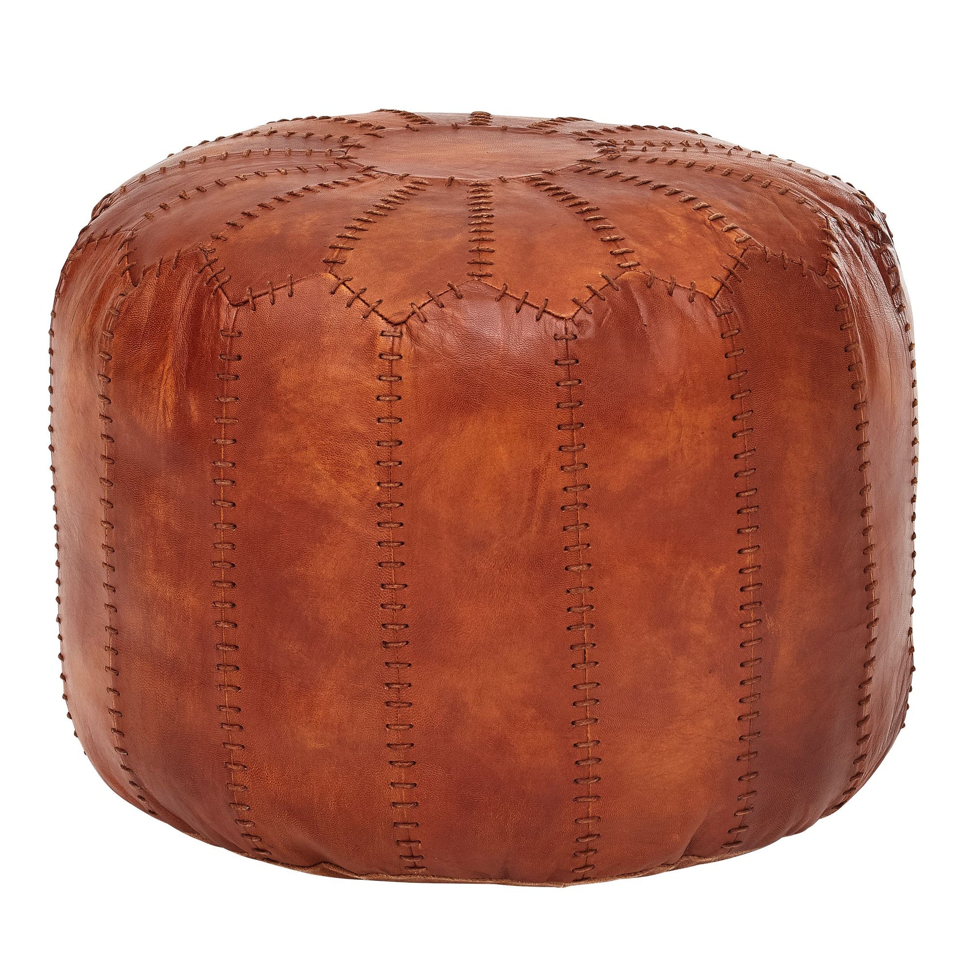 Nancy's Pendleton Poef - Voetenbankje - Geitenleer - ± Ø 50 x 40 cm