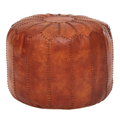 Nancy's Pendleton Poef - Voetenbankje - Geitenleer - ± Ø 50 x 40 cm