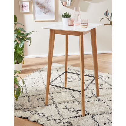 Table de bar Nahant de Nancy - Table haute - Table haute - 60 x 110 x 60 cm - Table en chêne - Scandinave - Blanc - Marron