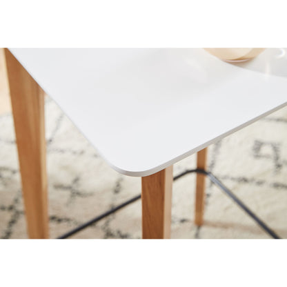 Table de bar Nahant de Nancy - Table haute - Table haute - 60 x 110 x 60 cm - Table en chêne - Scandinave - Blanc - Marron