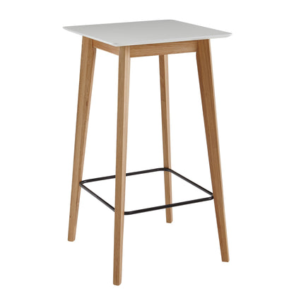 Table de bar Nahant de Nancy - Table haute - Table haute - 60 x 110 x 60 cm - Table en chêne - Scandinave - Blanc - Marron