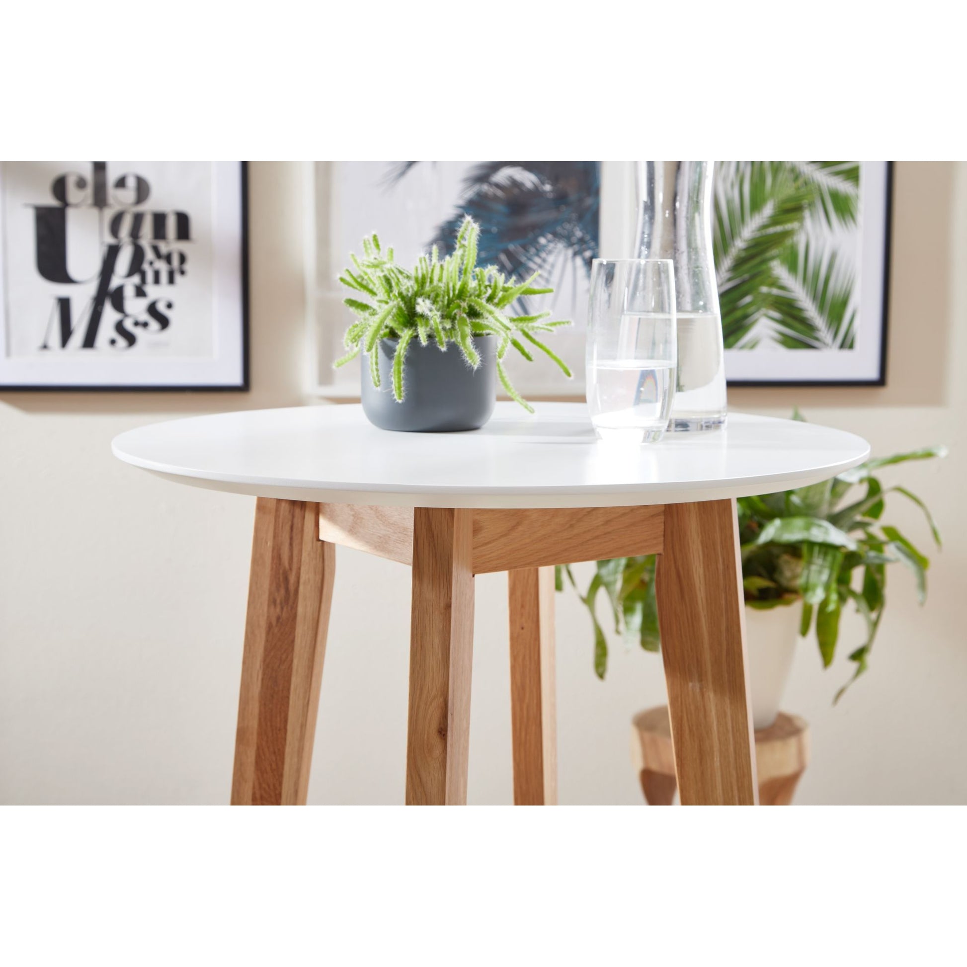 Nancy's Bensville Statafel - Bartafel - Bistrotafel - Hoge Tafel - Rond - Scandinavisch - Eikenhout - Rond - Wit - Ø 60 x 110 cm