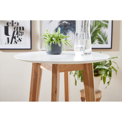Nancy's Bensville Statafel - Bartafel - Bistrotafel - Hoge Tafel - Rond - Scandinavisch - Eikenhout - Rond - Wit - Ø 60 x 110 cm