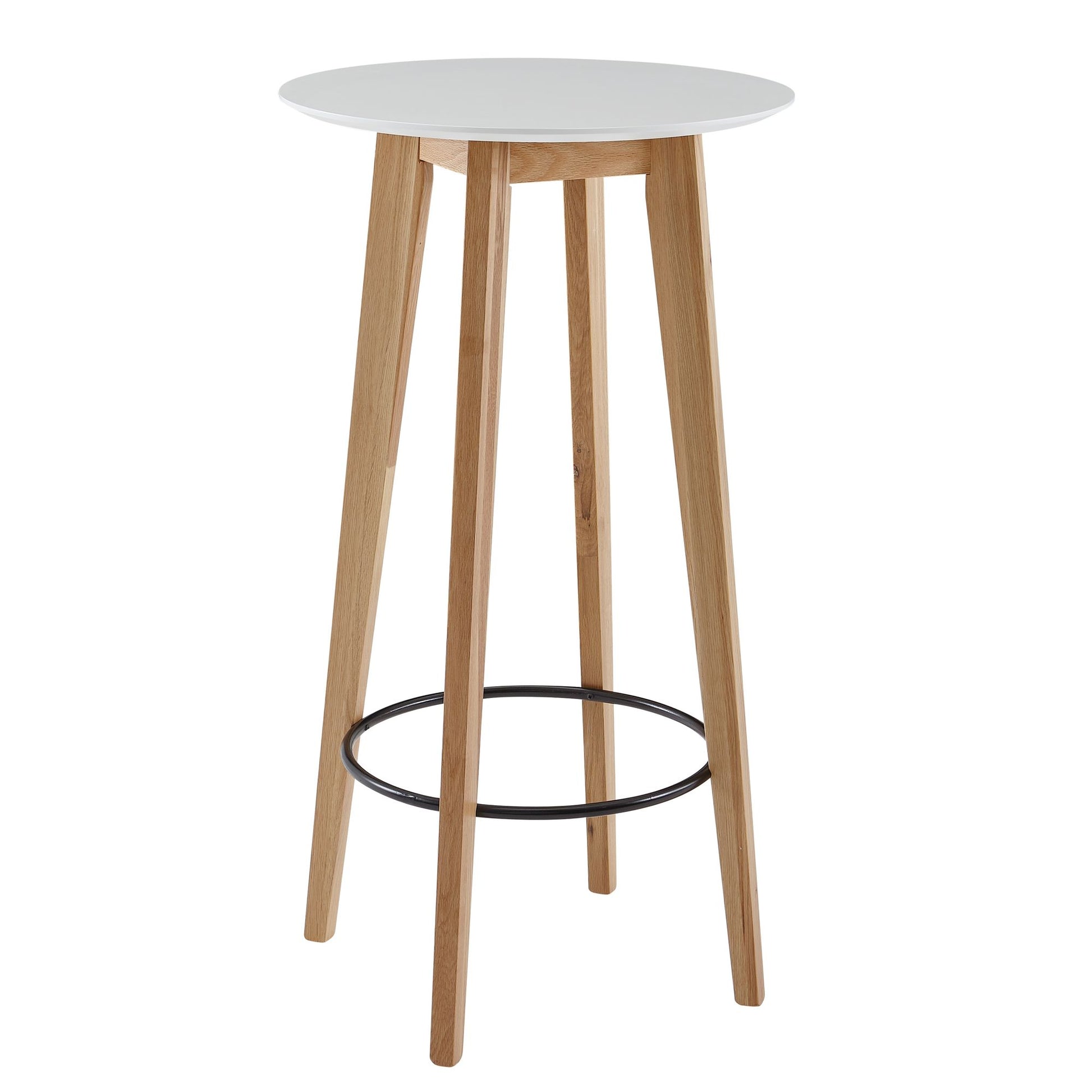 Nancy's Bensville Statafel - Bartafel - Bistrotafel - Hoge Tafel - Rond - Scandinavisch - Eikenhout - Rond - Wit - Ø 60 x 110 cm