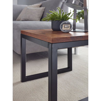 Nancy's Watervliet Bijzettafel - Massief Houten Bijzettafel - Tafel - Salontafel - Koffietafel - Sheesham Hout - 45 x 40 x 45 cm - Bruin - Zwart