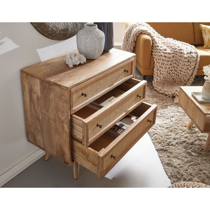 Nancy's Newton Dressoir - Massief Mangohout - Handgemaakt - Ladekast - Houten Kast - 80 x 75 x 40 cm - Bruin - Industrieel