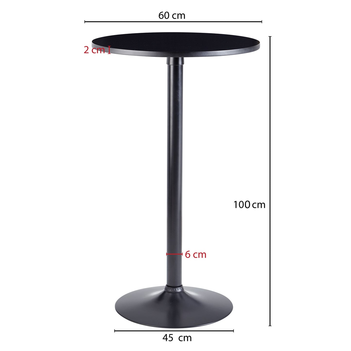 Nancy's Carlsbad Standing Table - High Table - Bistro Table - Round Standing Table - Bar Table - Metal - Wood - Ø 60 cm - Black
