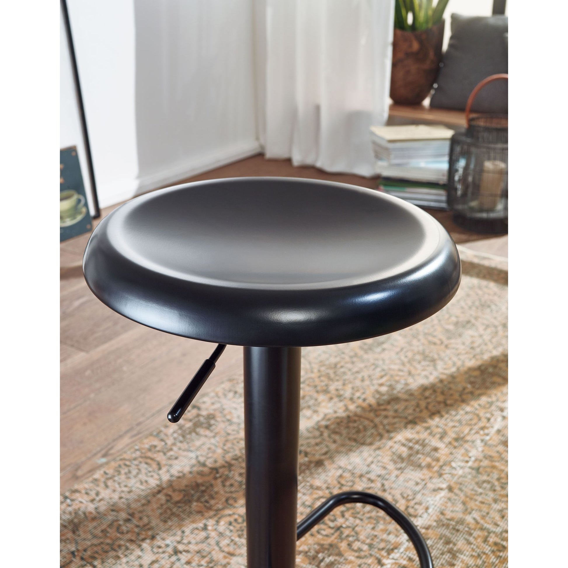 Nancy's Auburn Barkruk - Kruk - Barstoel - In hoogte verstelbaar - Zwart - Staal - Ø 40 - 58-79 cm