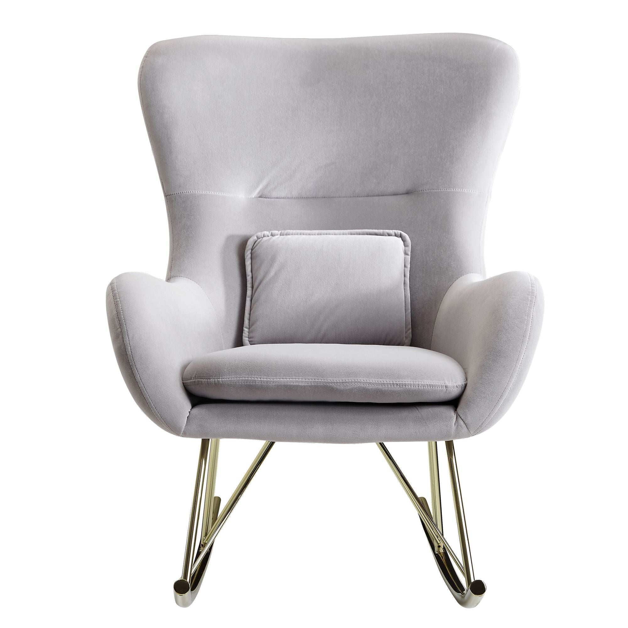 Nancy's Pecos Rocking Chair - Armchair - Velvet - Metal - Relax Armchair - Light Gray - 74x101x89 cm