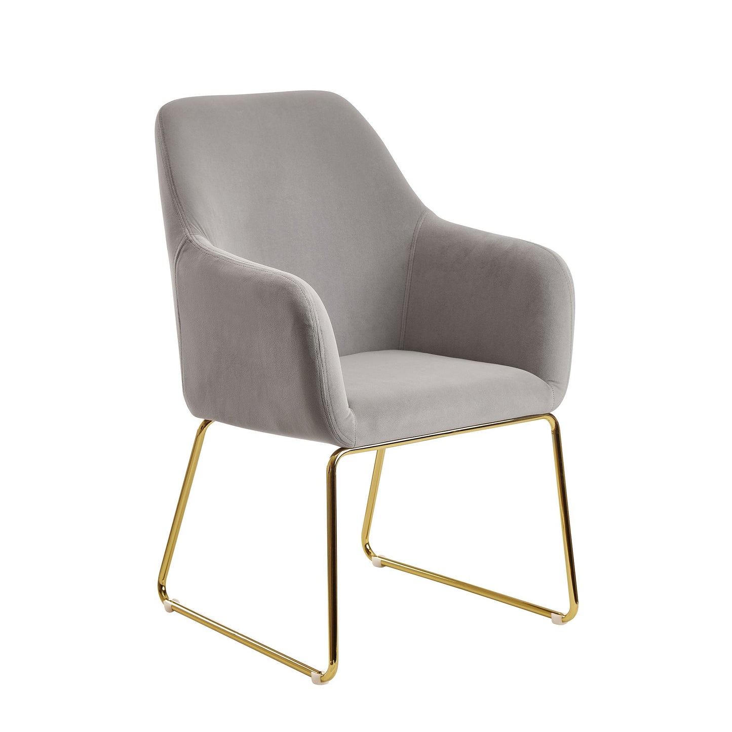 Nancy's Bountiful Eetkamerstoel - Keukenstoel - Stoel - Fauteuil - Fluweel - Metaal - Lichtgrijs/Donkergrijs - Goud - Gestoffeerd
