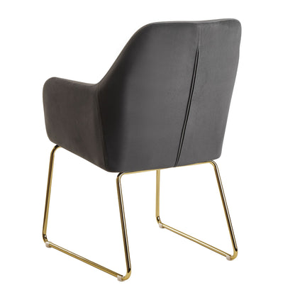 Nancy's Bountiful Eetkamerstoel - Keukenstoel - Stoel - Fauteuil - Fluweel - Metaal - Lichtgrijs/Donkergrijs - Goud - Gestoffeerd