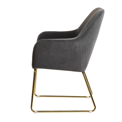 Nancy's Bountiful Eetkamerstoel - Keukenstoel - Stoel - Fauteuil - Fluweel - Metaal - Lichtgrijs/Donkergrijs - Goud - Gestoffeerd