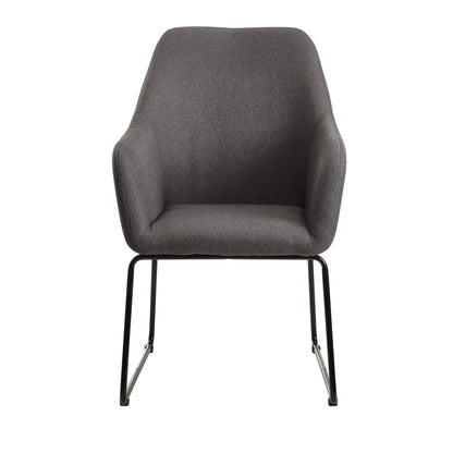 Nancy's Fillmore Eetkamerstoel - Keukenstoel - Stoel - Fauteuil - Gestoffeerd - Metaal - Donkergrijs/Lichtgrijs - Zwart/Zilver