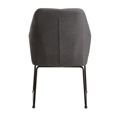 Nancy's Fillmore Eetkamerstoel - Keukenstoel - Stoel - Fauteuil - Gestoffeerd - Metaal - Donkergrijs/Lichtgrijs - Zwart/Zilver