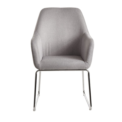 Nancy's Fillmore Eetkamerstoel - Keukenstoel - Stoel - Fauteuil - Gestoffeerd - Metaal - Donkergrijs/Lichtgrijs - Zwart/Zilver
