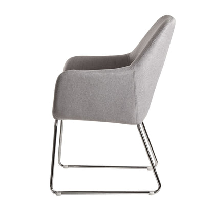 Nancy's Fillmore Eetkamerstoel - Keukenstoel - Stoel - Fauteuil - Gestoffeerd - Metaal - Donkergrijs/Lichtgrijs - Zwart/Zilver