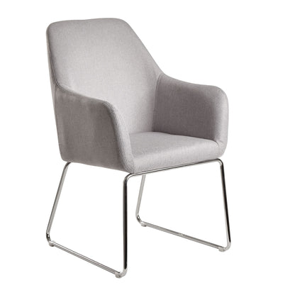 Nancy's Fillmore Eetkamerstoel - Keukenstoel - Stoel - Fauteuil - Gestoffeerd - Metaal - Donkergrijs/Lichtgrijs - Zwart/Zilver