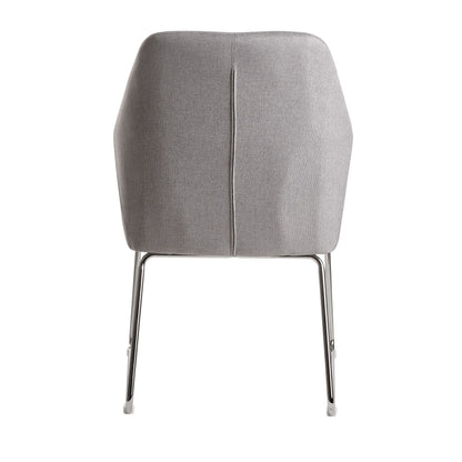 Nancy's Fillmore Eetkamerstoel - Keukenstoel - Stoel - Fauteuil - Gestoffeerd - Metaal - Donkergrijs/Lichtgrijs - Zwart/Zilver