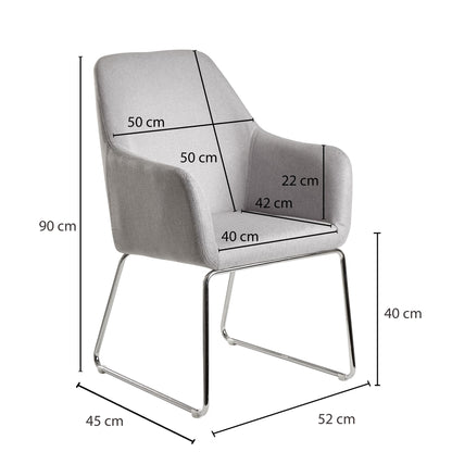 Nancy's Fillmore Eetkamerstoel - Keukenstoel - Stoel - Fauteuil - Gestoffeerd - Metaal - Donkergrijs/Lichtgrijs - Zwart/Zilver