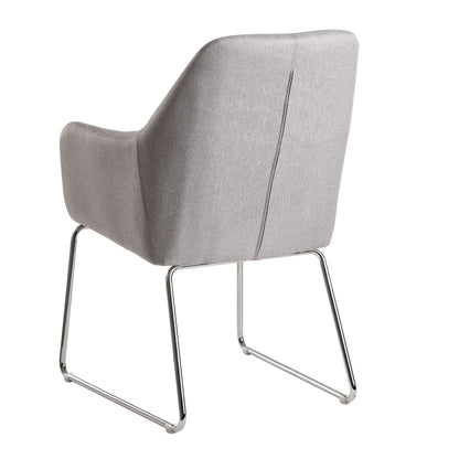 Nancy's Fillmore Eetkamerstoel - Keukenstoel - Stoel - Fauteuil - Gestoffeerd - Metaal - Donkergrijs/Lichtgrijs - Zwart/Zilver