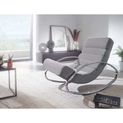 Nancy's Manti Relaxfauteuil - Loungestoel - Schommelstoel - Tuimelfunctie - Fauteuil - Schommelende Lounger - Lounger - Lichtgrijs - Zilver  - Gestoffeerd