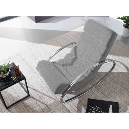 Nancy's Manti Relaxfauteuil - Loungestoel - Schommelstoel - Tuimelfunctie - Fauteuil - Schommelende Lounger - Lounger - Lichtgrijs - Zilver  - Gestoffeerd