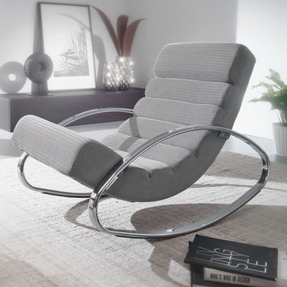 Nancy's Manti Relaxfauteuil - Loungestoel - Schommelstoel - Tuimelfunctie - Fauteuil - Schommelende Lounger - Lounger - Lichtgrijs - Zilver  - Gestoffeerd