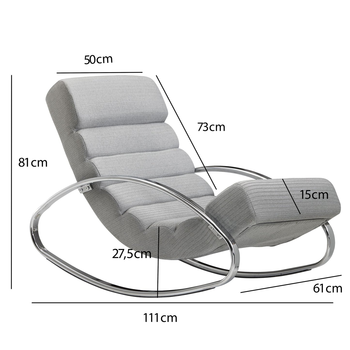 Nancy's Manti Relaxfauteuil - Loungestoel - Schommelstoel - Tuimelfunctie - Fauteuil - Schommelende Lounger - Lounger - Lichtgrijs - Zilver  - Gestoffeerd