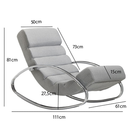 Nancy's Manti Relaxfauteuil - Loungestoel - Schommelstoel - Tuimelfunctie - Fauteuil - Schommelende Lounger - Lounger - Lichtgrijs - Zilver  - Gestoffeerd