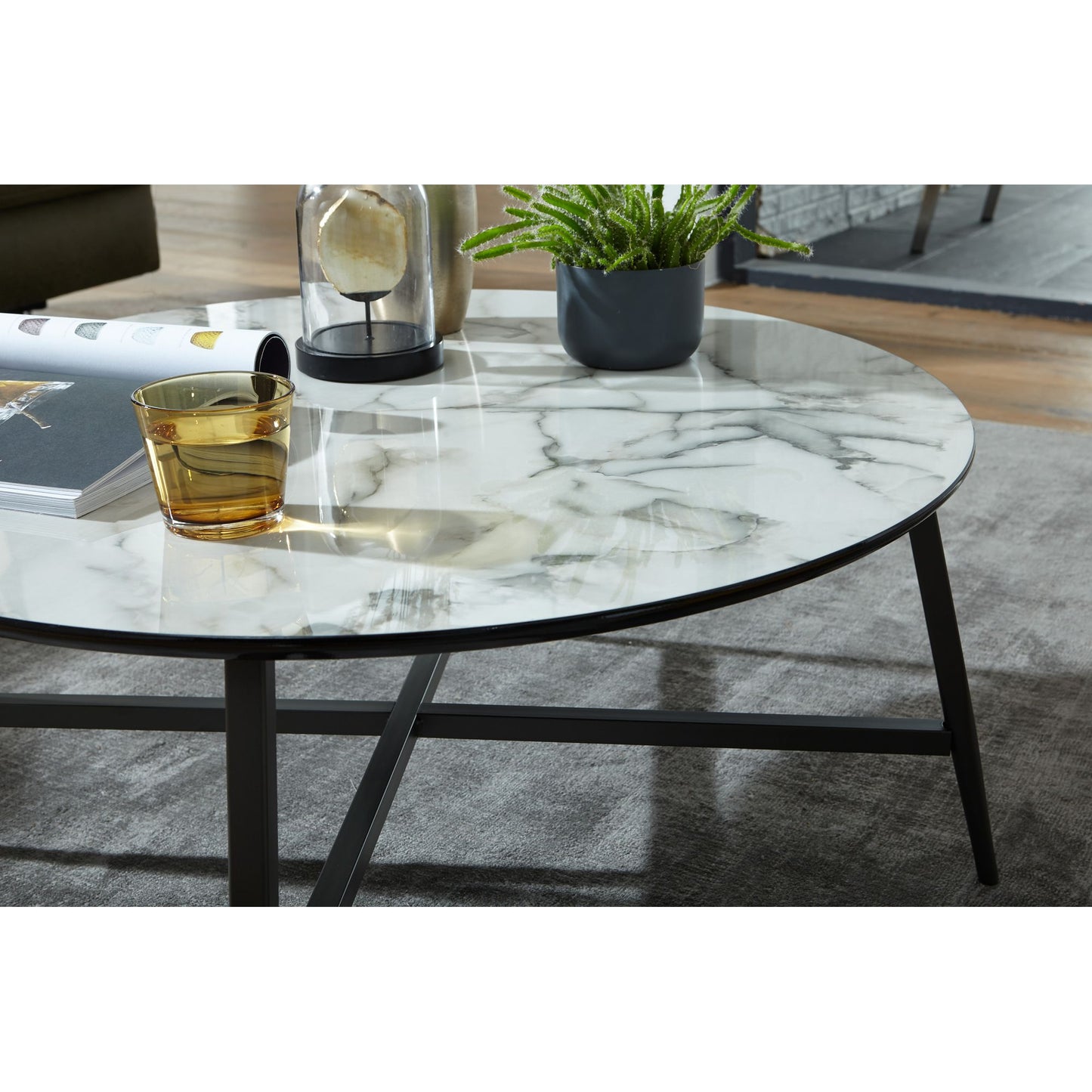 Nancy's Orem Coffee table - Coffee table - Coffee tables - Round Coffee table - Marble look - Black - 88x37x88cm