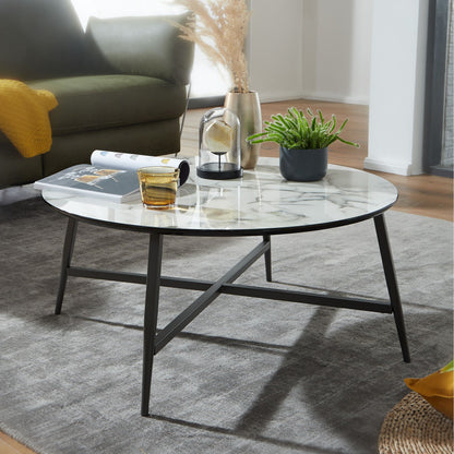 Nancy's Orem Coffee table - Coffee table - Coffee tables - Round Coffee table - Marble look - Black - 88x37x88cm