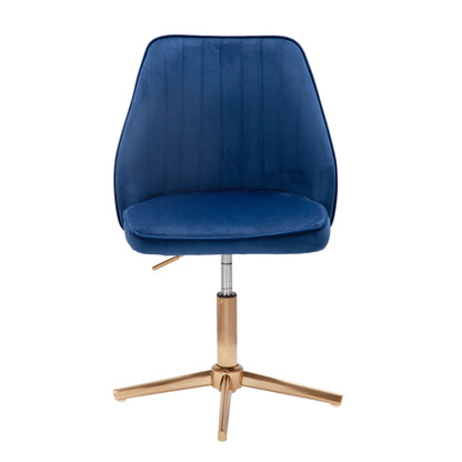 Chaise pivotante Nancy's Norwich - Chaise de cuisine - Chaise de bureau - Chaise coquille - Réglable - Design - Velours - Bleu - Moderne