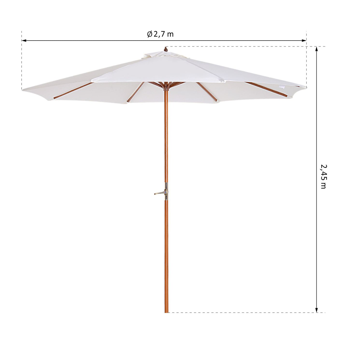 Nancy's Buckeye Parasol - Tuinparaplu - Hout - Marktparaplu - Wit - Ø 270 cm