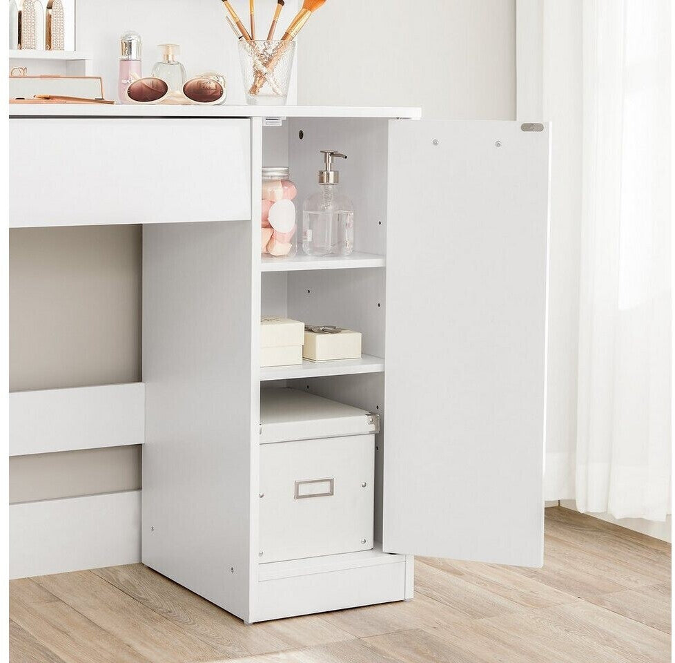 Nancy's Bryants Cove Kaptafel met Spiegel - Make-up Tafel - Wit - ± 80 x 40 x 130 cm