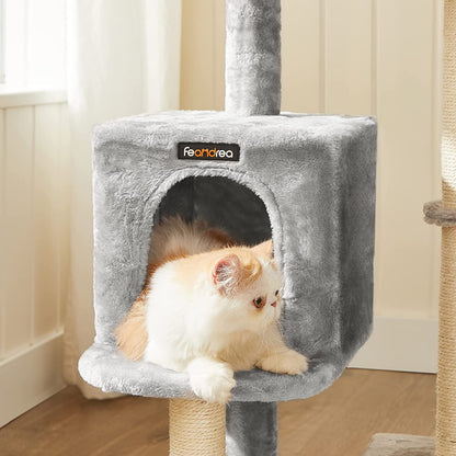 Nancy's Buffalo Point Scratching Post for Cats - Cat Scratching Post - with Cuddle Cave - Gray - 46 x 41 x 84 cm
