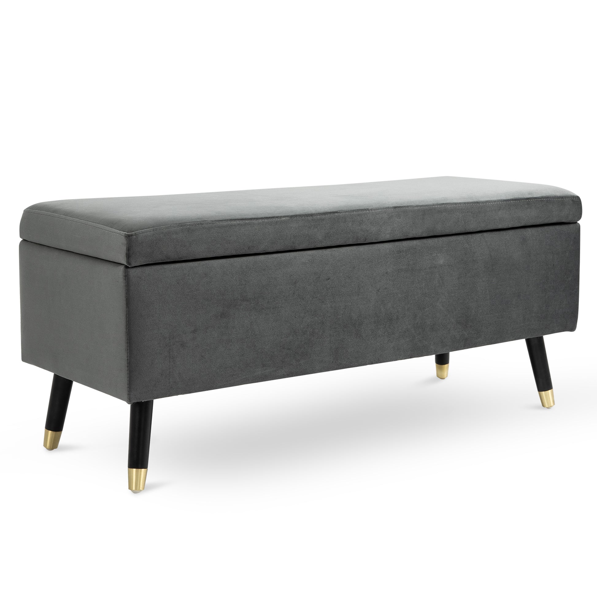 Nancy's Shreveport Opbergbank - Schoenenbank - Opbergkist - Voetenbank - Grijs - Fluweel - ± 110 x 45 x 45 cm